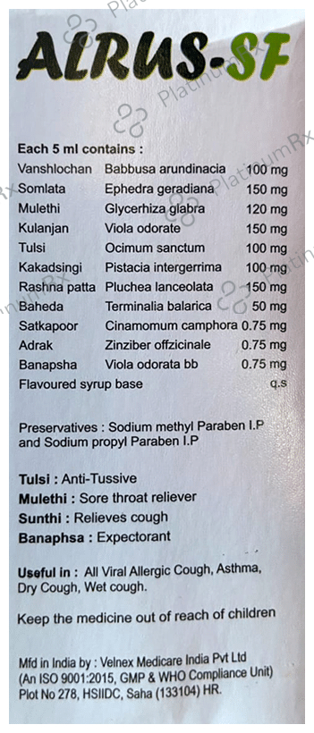 Alrus-SF Cough Syrup