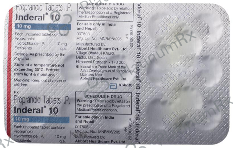 Inderal 10mg Tablet 15s