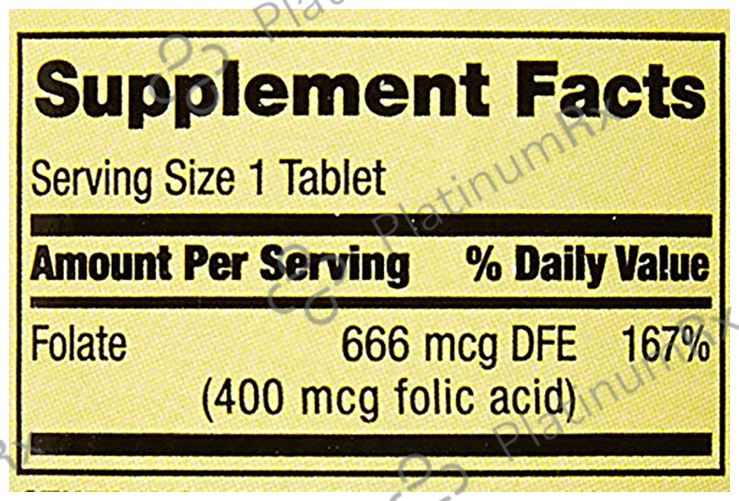 Spring Valley Folate 666mcg DFE (400mcg Folic Acid) Tablet