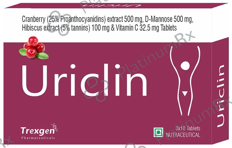 Trexgen Uriclin Cranberry, D-Mannose, Hibiscus, Vitamin C Tablet