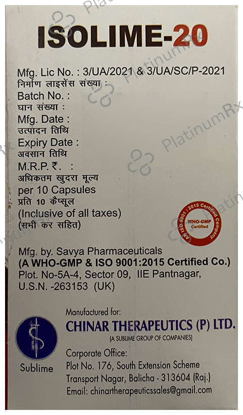 Isolime 20 Softgel Capsule