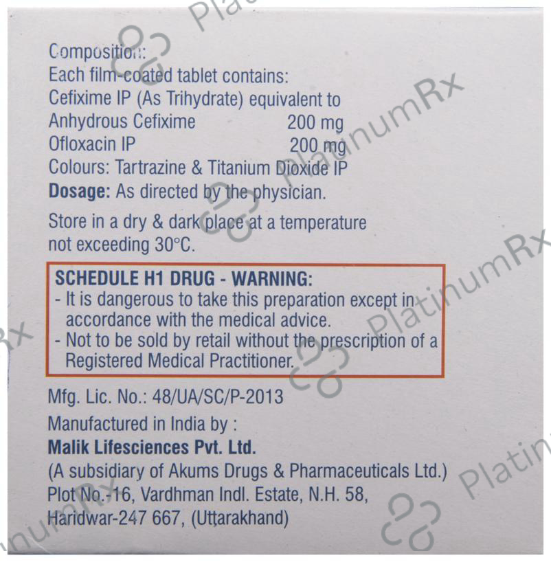 Zanocin Plus 200/200mg Tablet 10s