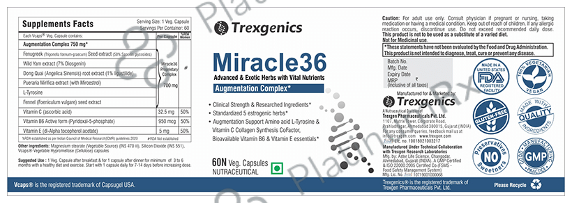 Trexgenics Miracle36 Breast Care Veg Capsules