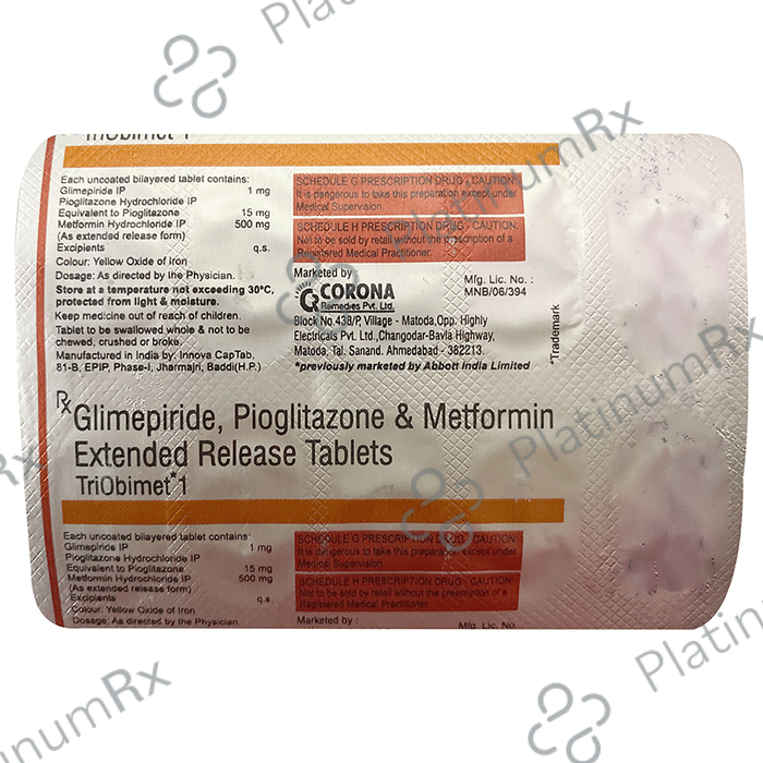 Triobimet 1/500/15mg Tablet ER 10s