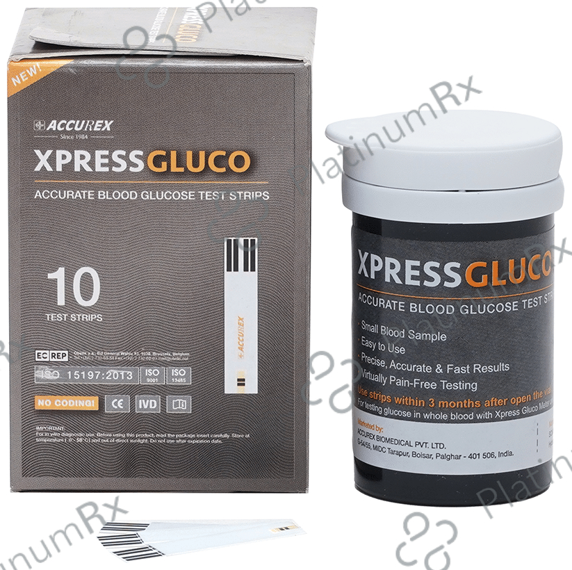 Accurex Xpress Gluco Accurate Blood Glucose Test Strip (Only Strips)