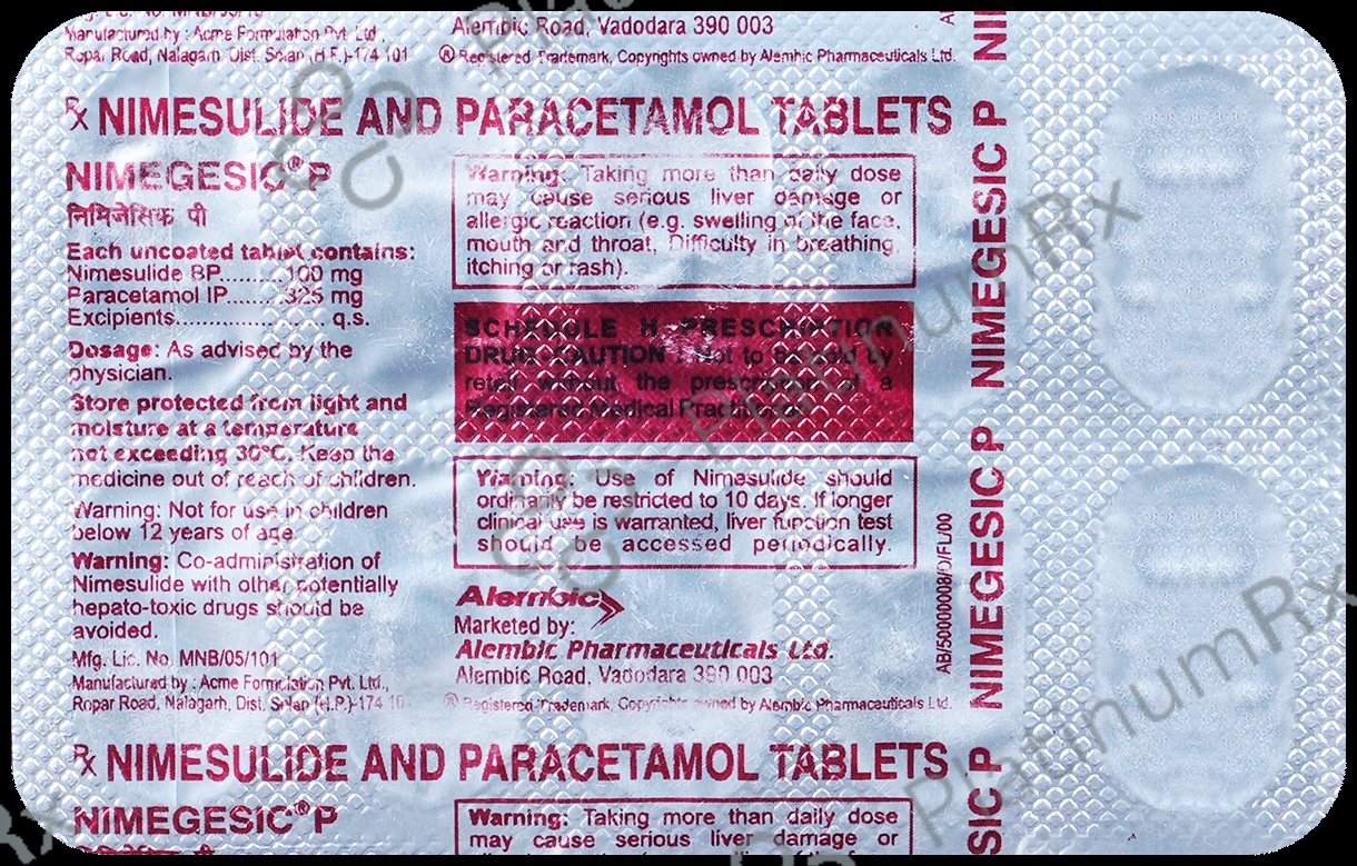Nimegesic P 100/325mg Tablet 10s
