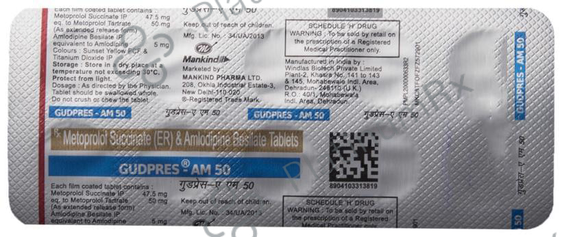 Gudpres AM 50 5/47.5mg Tablet PR 10s