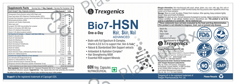 Trexgenics Bio7-HSN Hair Skin Nails Veg Capsules