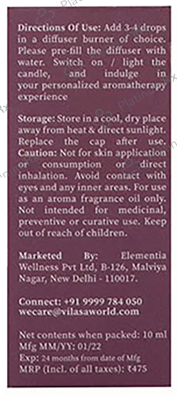 Vilasa Valley of Flowers Aromatherapy Diffuser Oil