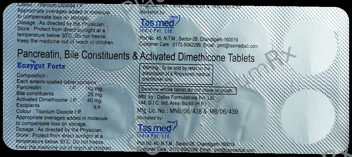 Enzygut Forte 192mg/25mg/40mg Tablet