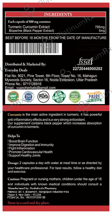 Vuaxo Herbals Advanced Turmeric Curcumin Capsule