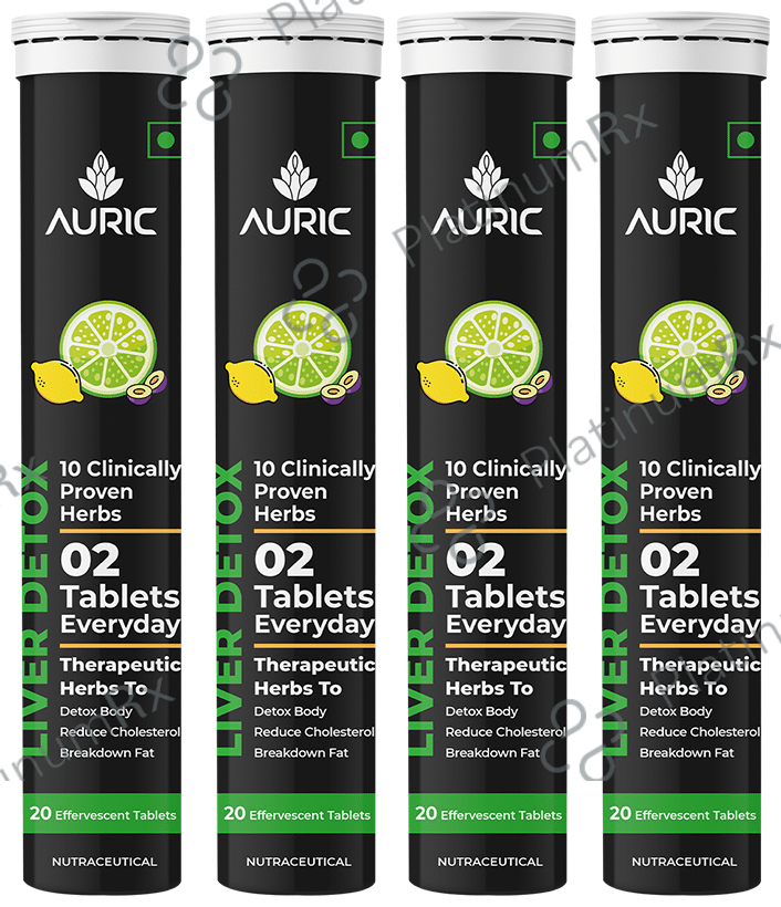 Auric Liver Detox Effervescent Tablet with Ayurvedic Herbs (20 Each) 4 bottles