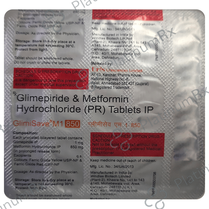 Glimisave M 1/850mg Tablet PR 15s