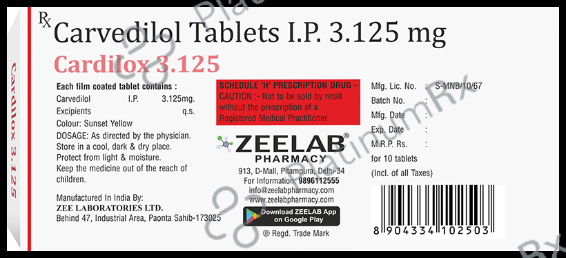 Cardilox 3.125mg Tablet