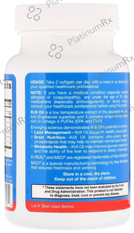 Jarrow Formulas Krill Oil Omega 3 Soft Gelatin Capsule