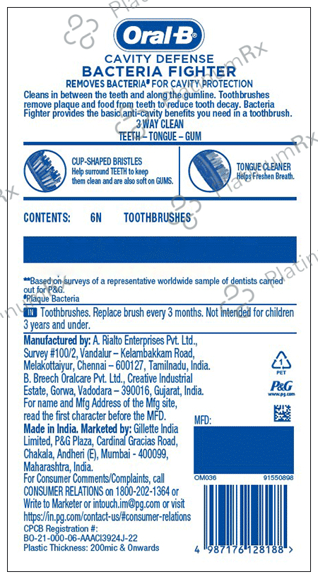 Oral-B Cavity Defense Bacteria Fighter Toothbrush