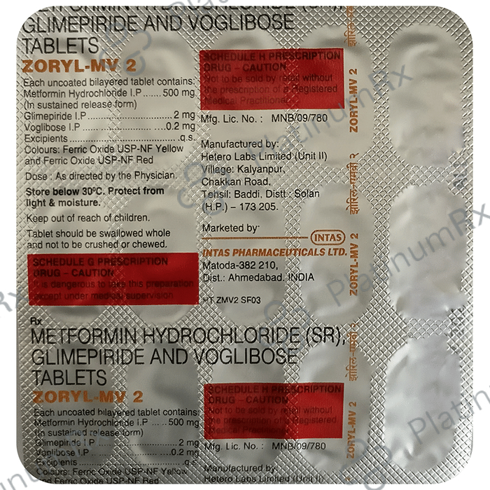 Zoryl MV 2/500/0.2mg Tablet SR 15s