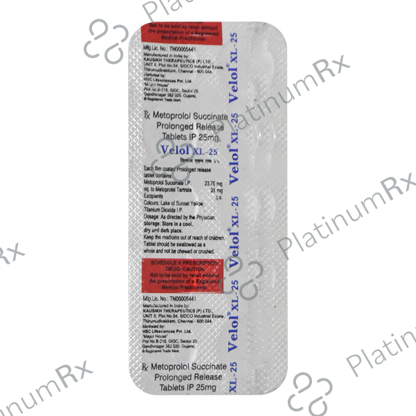 Velol XL 25mg Tablet 15s