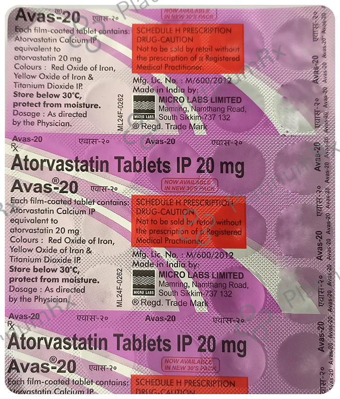 Avas 20mg Tablet 30s