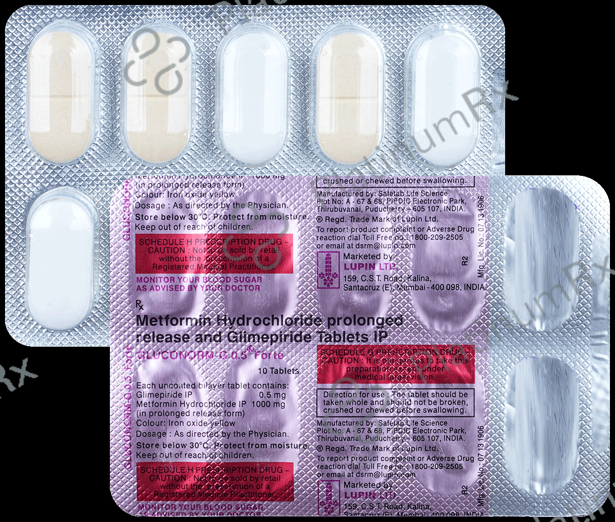 Gluconorm G 0.5/1000mg Forte Tablet PR 10s