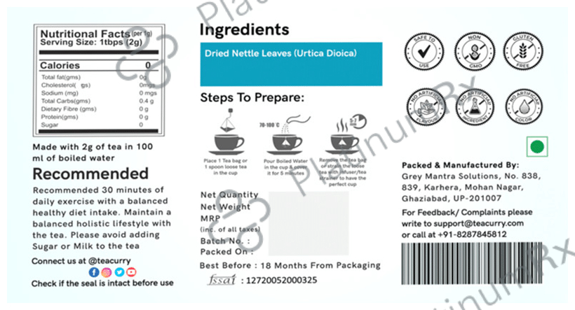 Teacurry Stinging Nettle Tea Bag (2gm Each)