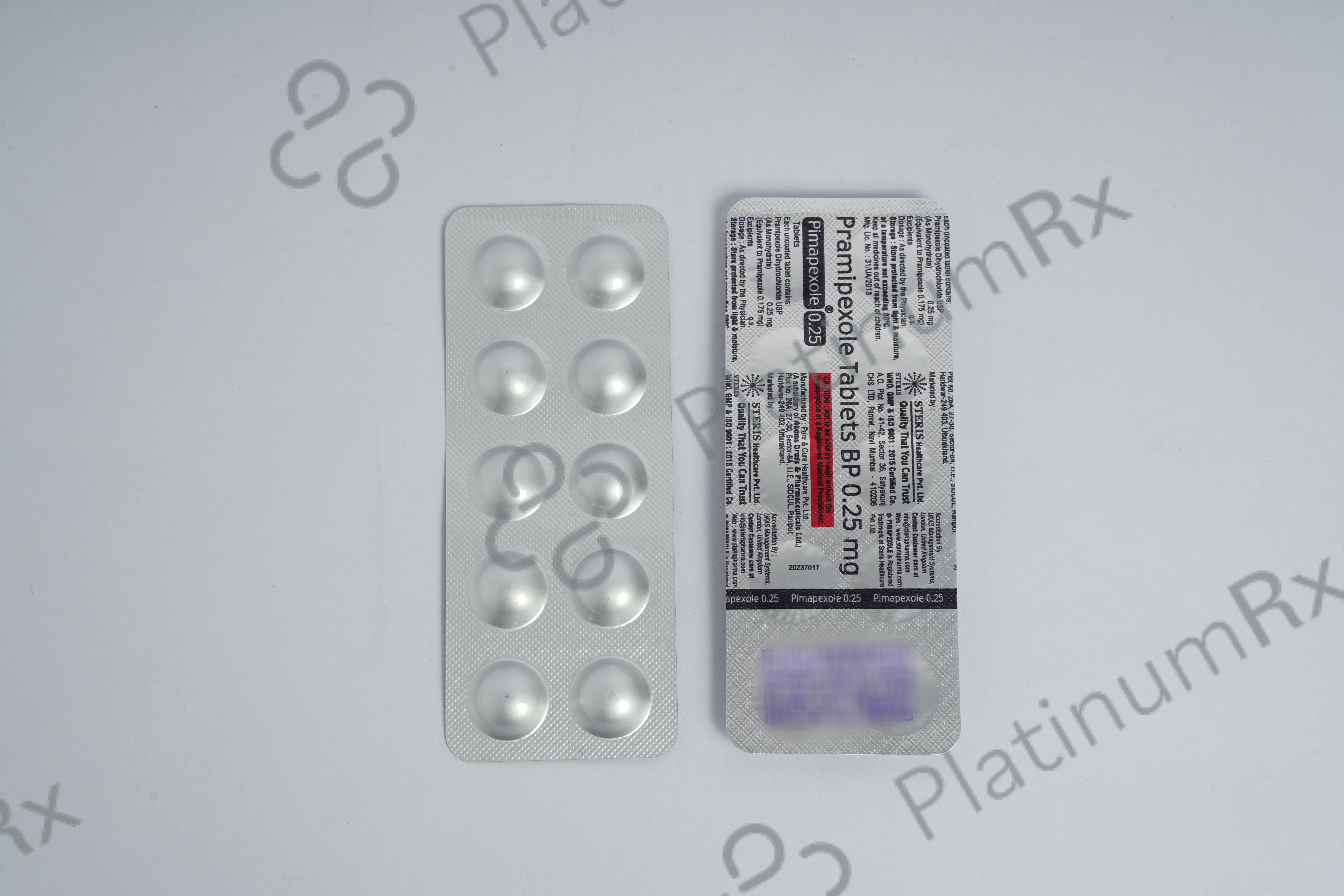 Pimapexole 0.25mg Tablet 10s