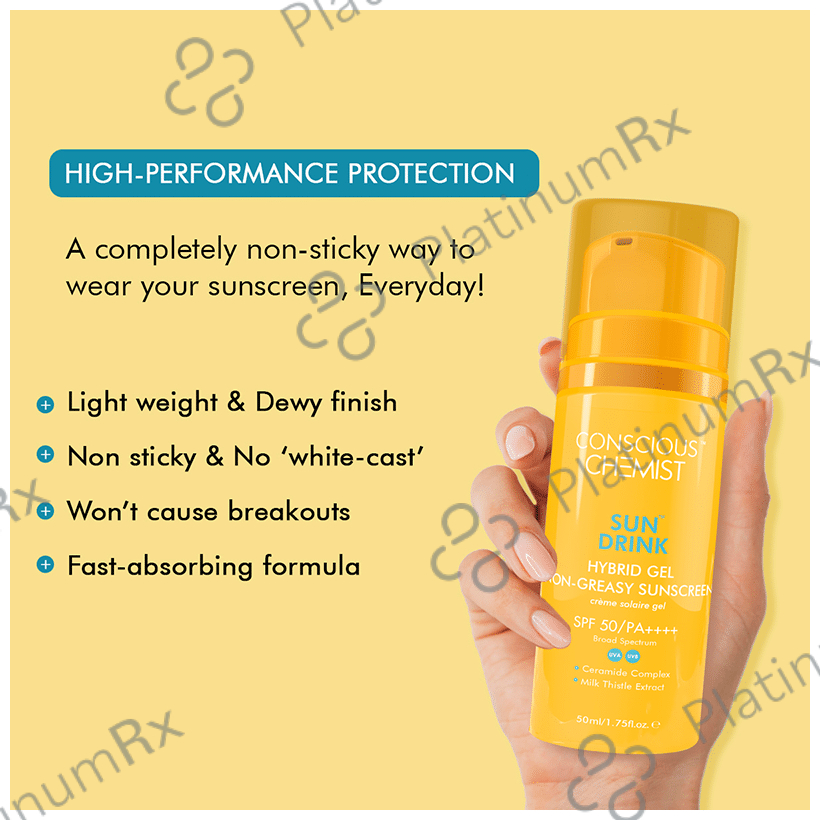 Conscious Chemist Sun Drink Hybrid Non-Greasy Sunscreen Gel SPF 50 PA++++