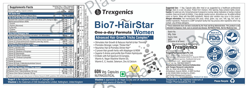Trexgenics Bio7-Hair Star Women Veg Capsules
