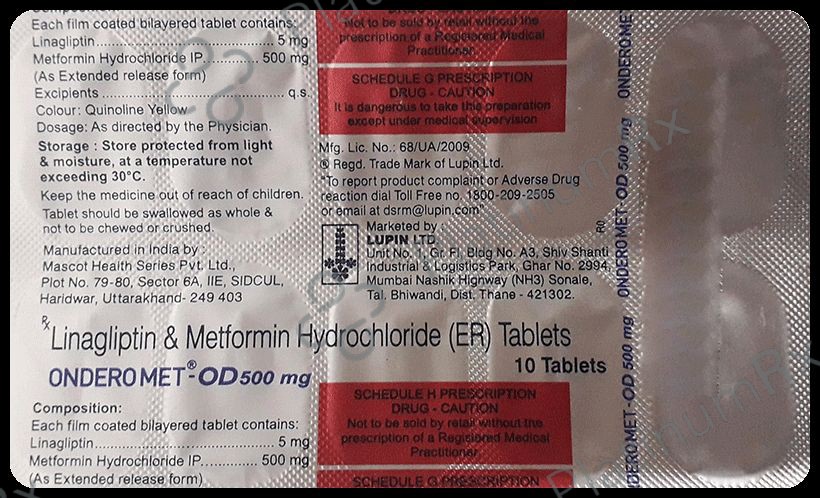 Ondero Met OD 500/5mg Tablet ER 10s