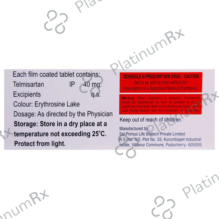 Telmiprime 40mg Tablet 10 Tablet