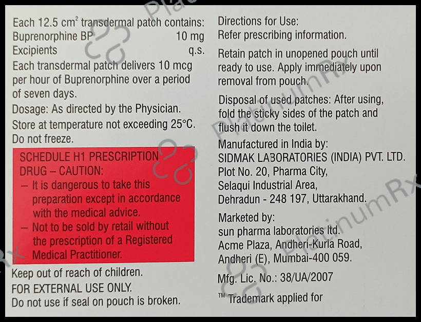 Zuprinor 10mg Transdermal Patch 1s
