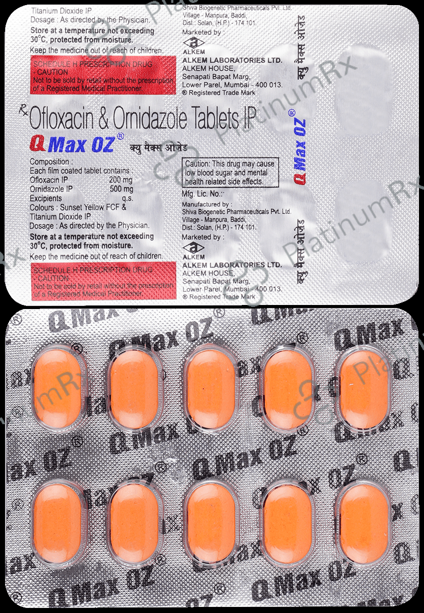 Qmax OZ 200 mg/500 mg Tablet