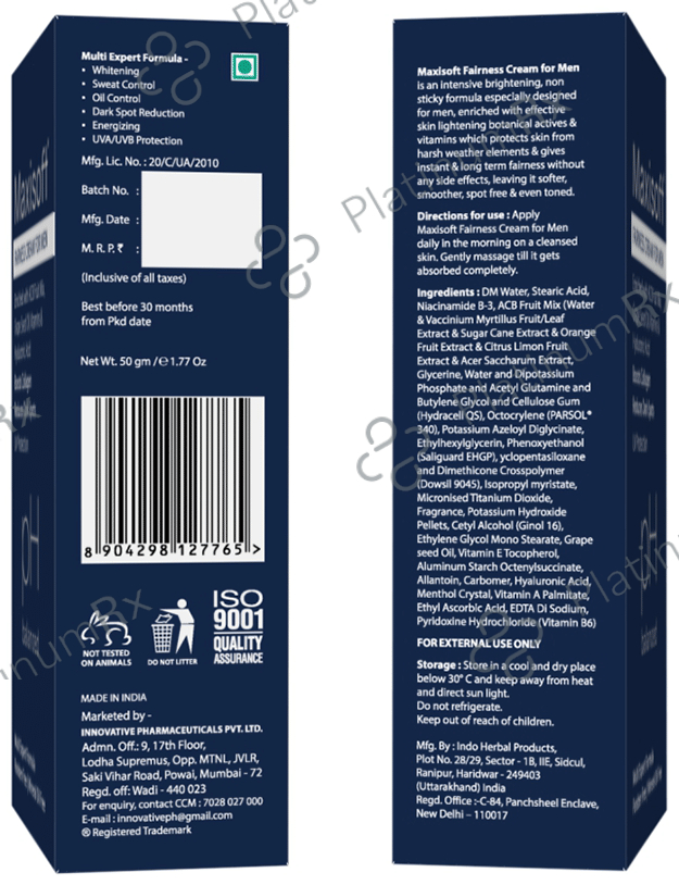 Maxisoft Fairness Cream for Men (50gm Each) 1 Tube