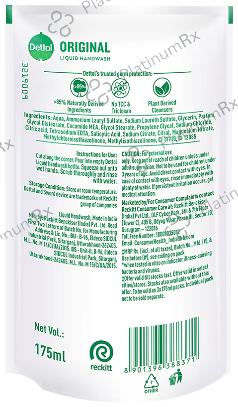 Dettol Liquid Handwash Refill Original 175 ml