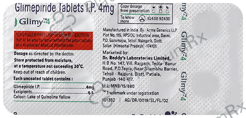 Glimy 4mg Tablet 10s