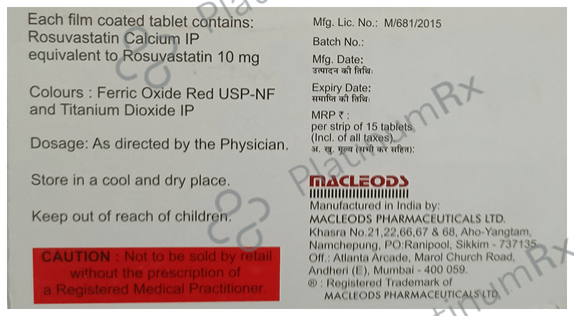 Rozustat 10mg Tablet 15s