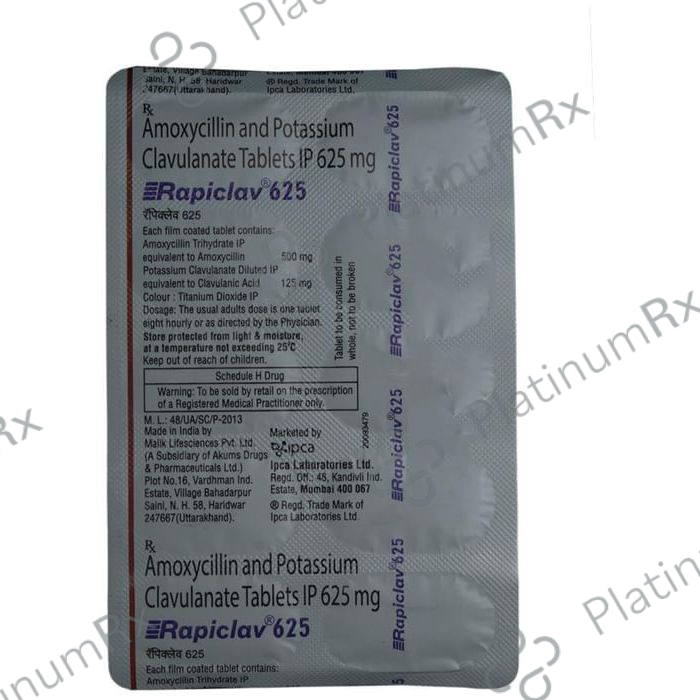 Rapiclav 500/125mg Tablet 10s