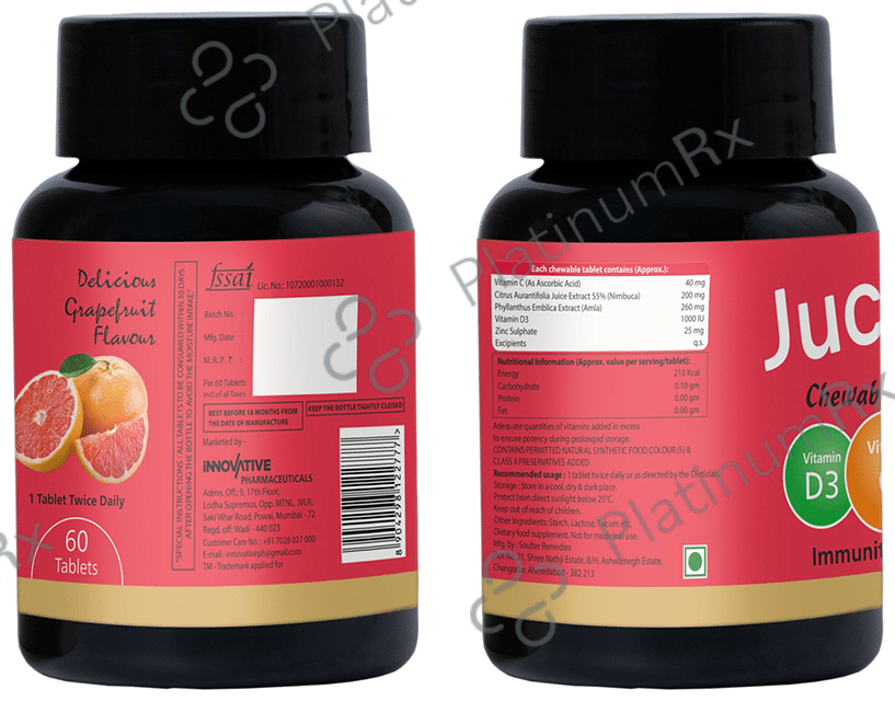 Jucee 500mg Chewable Tablet (60 Each) Delicious Grapefruit 1 Bottle