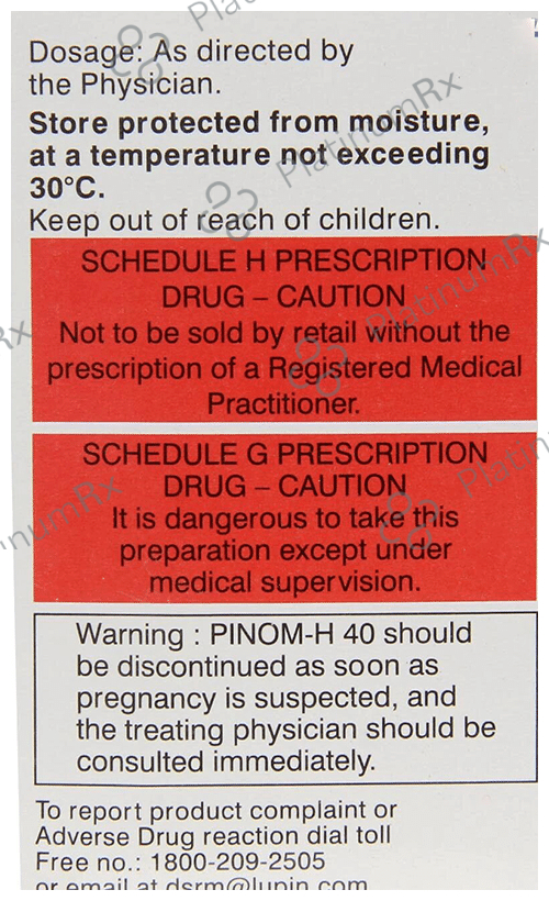Pinom H 40/12.5mg Tablet 15s