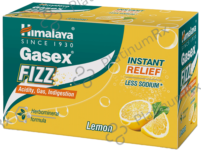 Himalaya Gasex Fizz - - Digestive Wellness- Provides Relief from Acidity & Gas (5gm Each) Lemon 25 Sachets