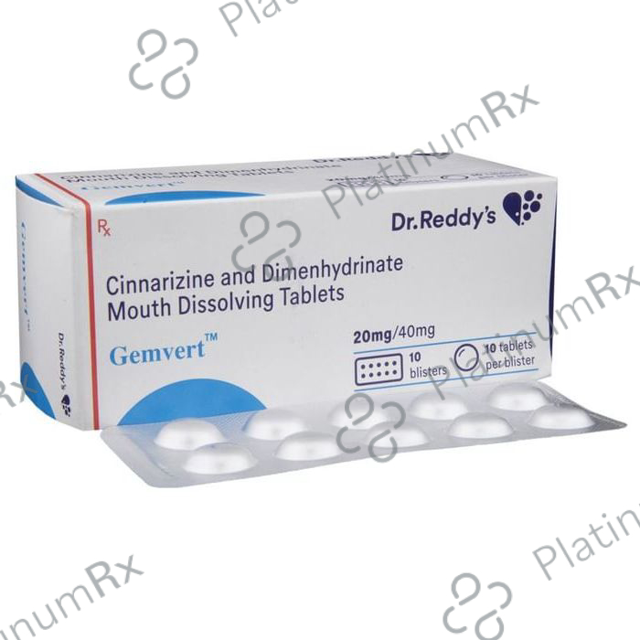 Gemvert 20/40mg Tablet 10s