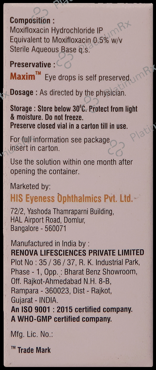 Maxim 0.5% Eye Drop 5ml