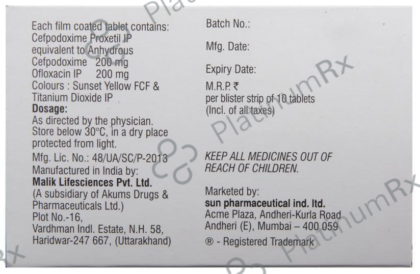 Cepodem O 200/200mg Tablet 10s