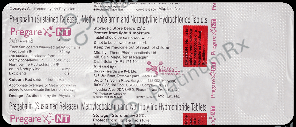 Pregarex NT 75mg/10mg/1500mcg Tablet
