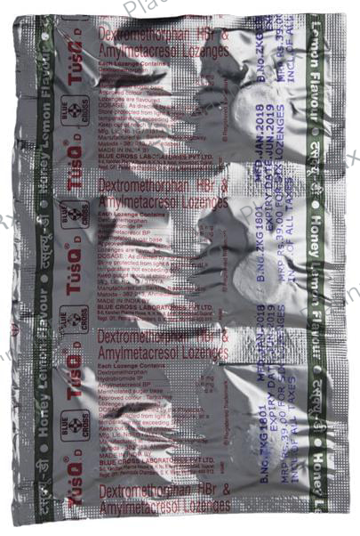 Tusq D Cough Honey Lemon 0.6/5mg Lozenges 6s