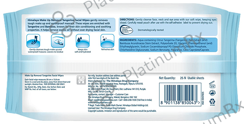 Himalaya Personal Care Make Up Removal Tangerine Facial Wipes