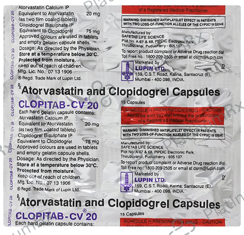 Clopitab CV 20/75mg Capsule 15s