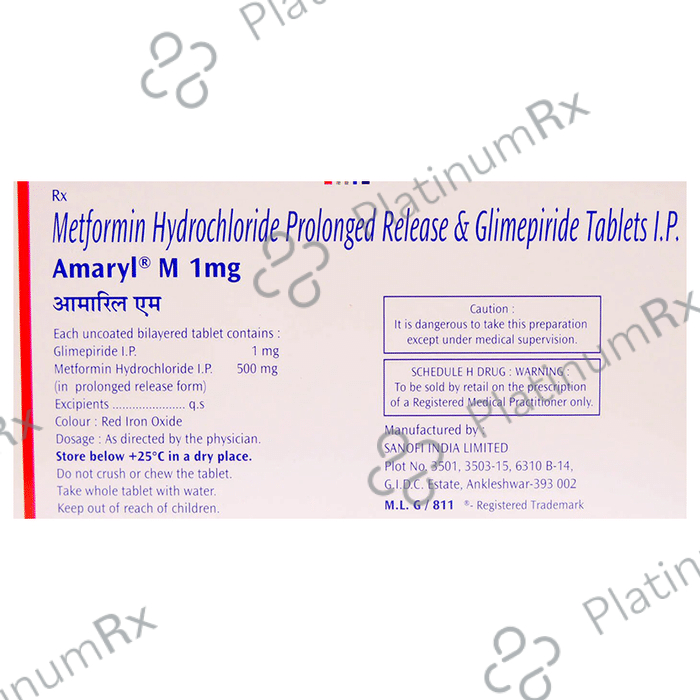 Amaryl M 1 1/500mg Tablet PR 20s