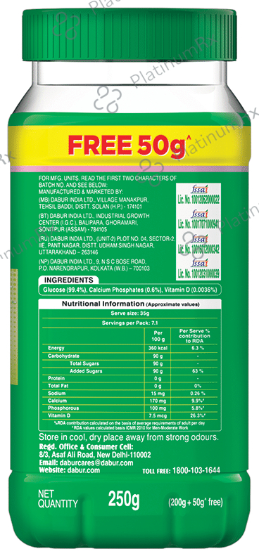 Dabur Glucose D Instant Energy with Calcium & Vitamin D - For Immunity & Bone Health - Powder