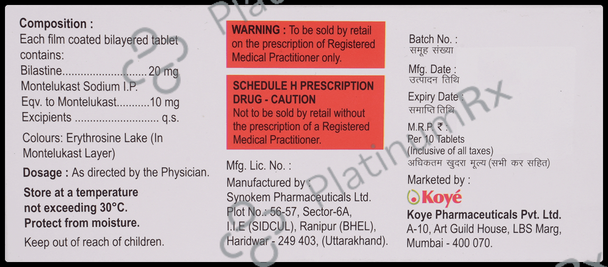 Spiromont B 20/10mg Tablet 10s